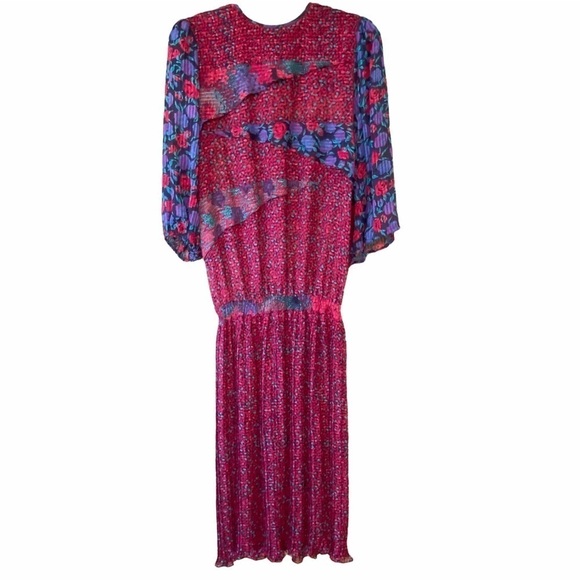 Diane Fres Vintage Dress 1980’s Graphics Sz Medium - Picture 1 of 11